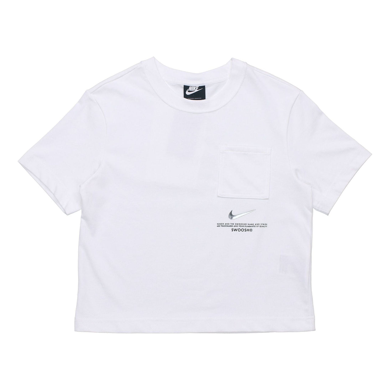 (WMNS) Nike Sportswear Swoosh Short Printed Round Neck Pullover T-Shirt White CZ8912-100