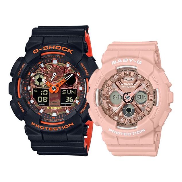 CASIO Baby-G 'Black & Pink' BA-130-4APR+GA-100BR-1APR