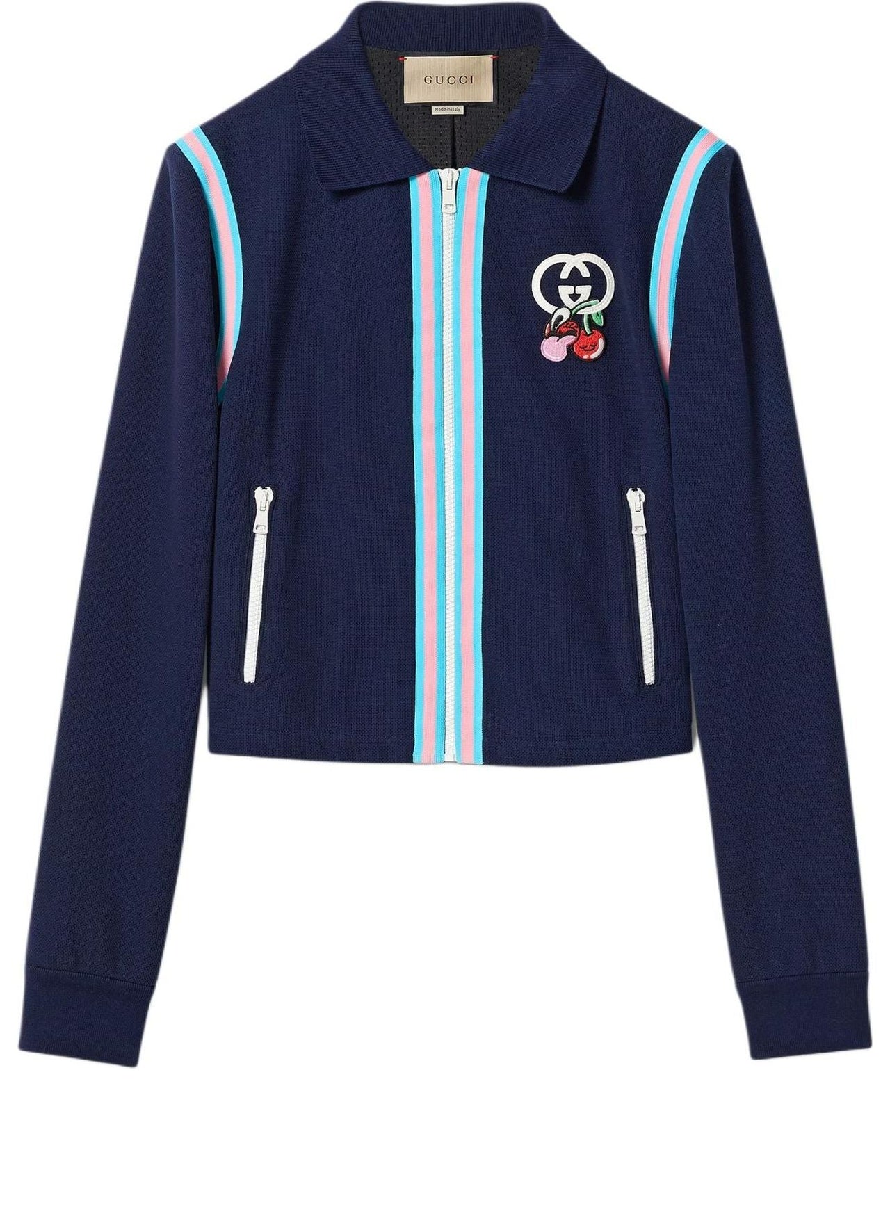 (WMNS) Gucci Cotton Piquet Zip Cardigan With Patch 'Dark Blue' 781828-XJGIT-4298