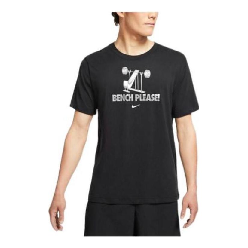 Men's Nike Dri-FIT Alphabet Pattern Printing Pullover Round Neck Short Sleeve Black T-Shirt DA1597-010