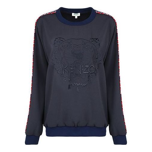 (WMNS) KENZO Tiger Alphabet Printing Pattern Long Sleeves Round Neck Hoodie Dark Blue FA52TO0105AC-77