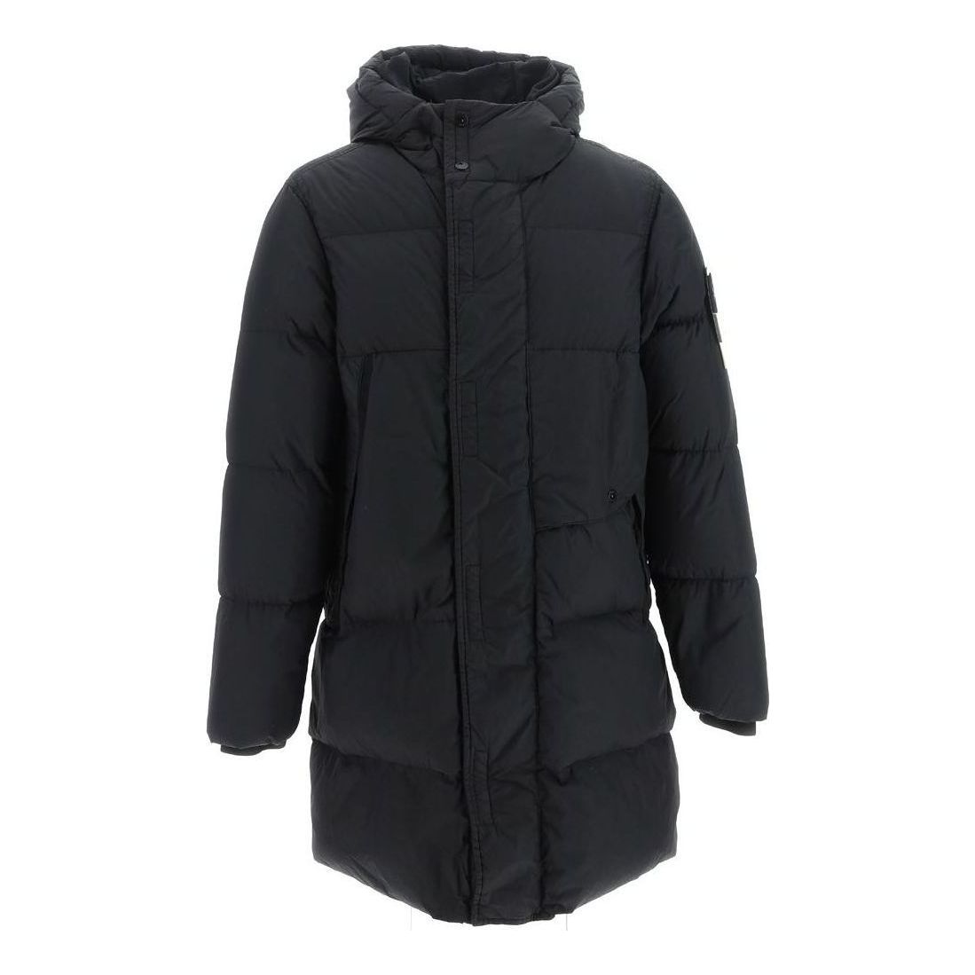 STONE ISLAND Crinkle Reps Hooded Down Long Jacket 'Black' 791570323-V0029