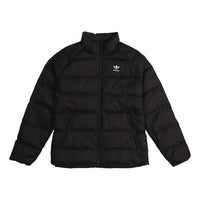 adidas originals Solid Color Stay Warm Zipper Stand Collar Down Jacket Black ED5837