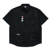 FILA FUSION Woven Pocket Cargo Short Sleeve Shirt Black T11M123403F-BK