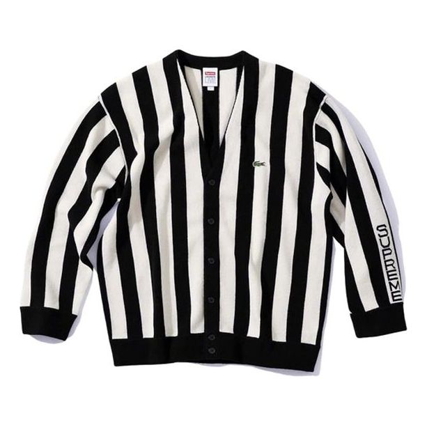 Supreme X Lacoste Stripe Cardigan FW19 Jacket 'Black' SUP-FW19-568
