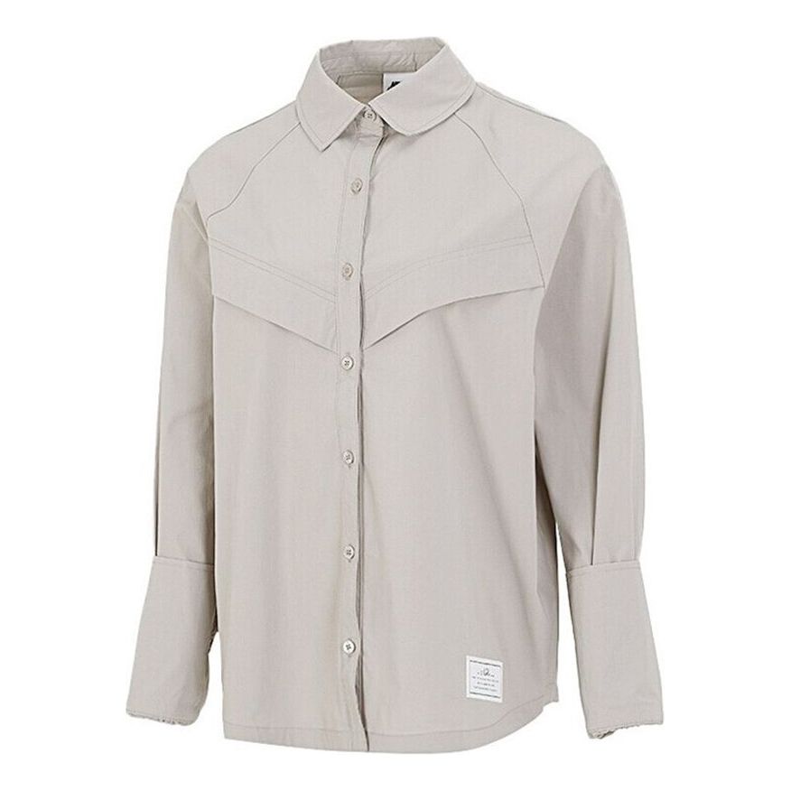 (WMNS) Nike Sportswear Icn Clsh Wvn Ls Top Long Sleeved Shirt Grey Gray DD5051-033