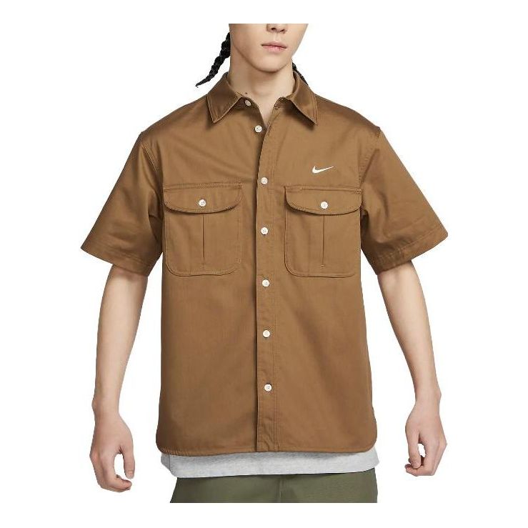 Nike SB Short Sleeve Woven Skate Button Up Shirt 'Tan' DV9076-270