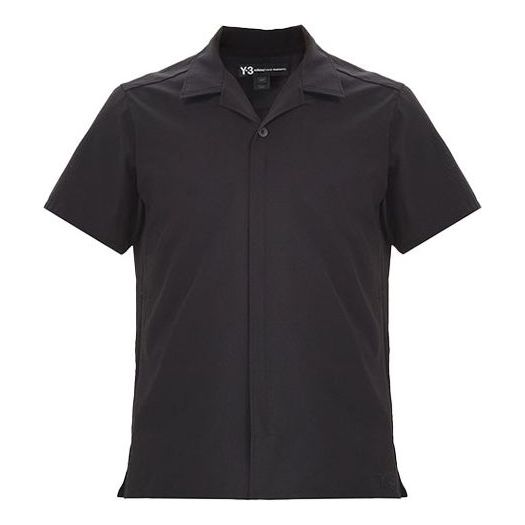 Men's Y-3 Solid Color Casual Short Sleeve Shirt Black FN5705