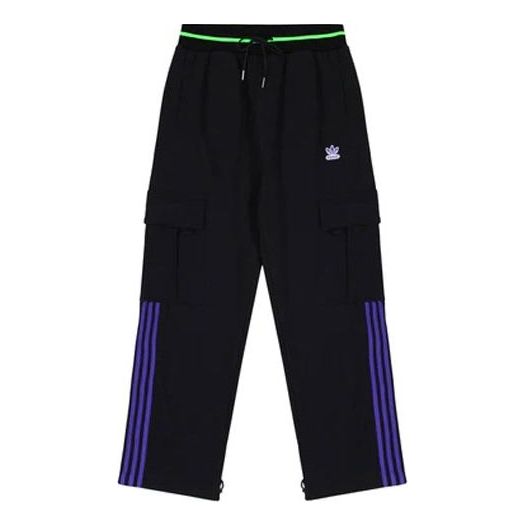 adidas originals x SANKUANZ Crossover Cargo Straight Loose Sports Pants Black FS8923