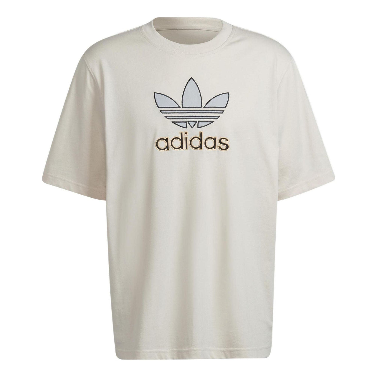 Men's adidas originals Logo Printing Loose Casual Round Neck Short Sleeve Light Brown T-Shirt HE5646