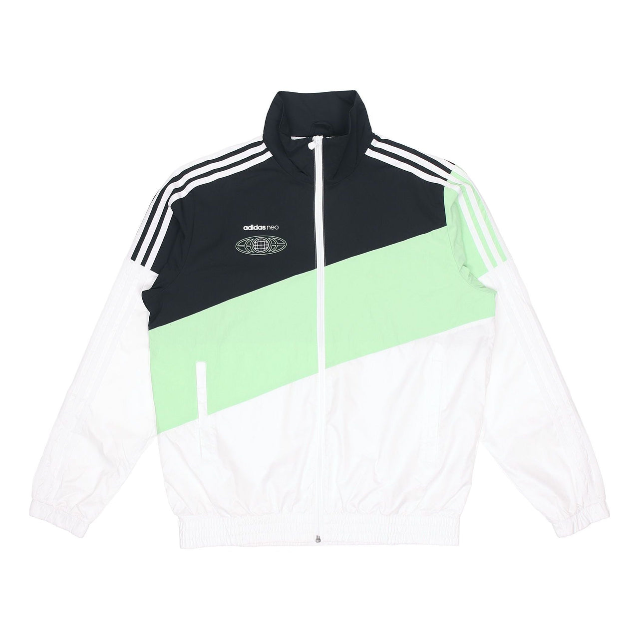 adidas neo Colorblock Zipper Stand Collar Sports Jacket Black Green Colorblock GL7177