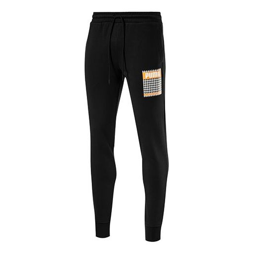 PUMA Trend Sweatpants 'Black White Yellow' 596873-01