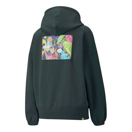 (WMNS) PUMA Downtown Graphic Hoodie Green 533049-80