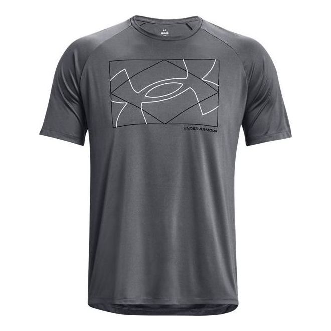 Under Armour Velocity Logo Print Round Neck Training T-shirt 'Grey' 1377141-012