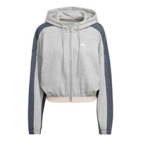 (WMNS) adidas Hyperglam French Terry Hooded Jacket 'Grey' HZ9668