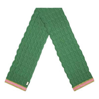 (WMNS) Gucci Cable Knit Scarf With Pink And Gold Striped Hem 'Green' 544777-3GB75-3772