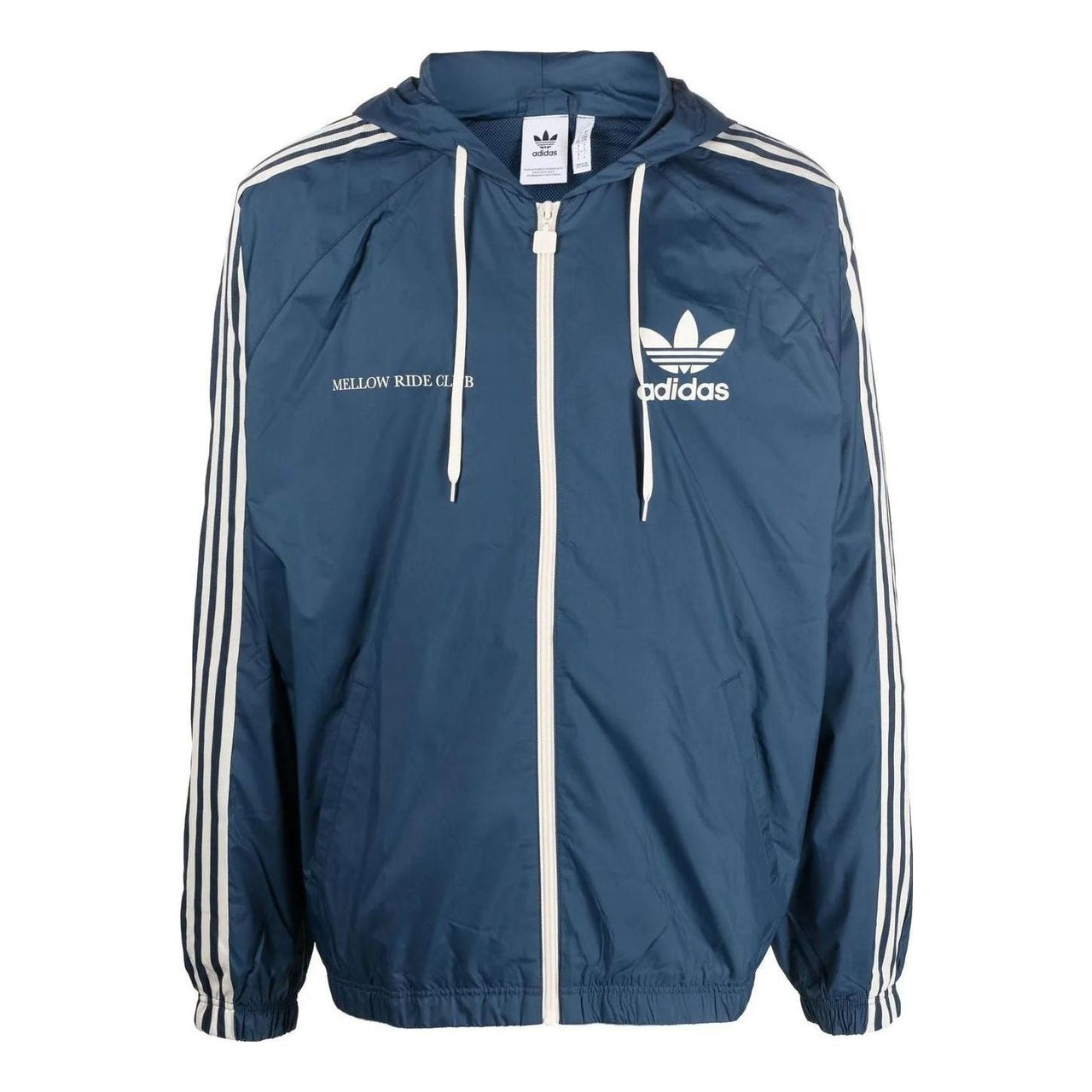 Men's adidas originals Logo Printing Pattern Hooded Drawstring Sports Jacket Blue HL9281