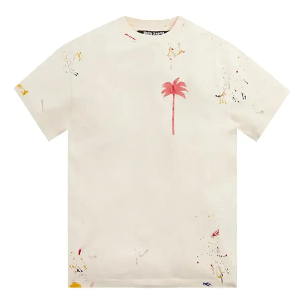 Palm Angels Palm Tree Painted T-shirt 'Off White Red' PMAA001S22JER0030325