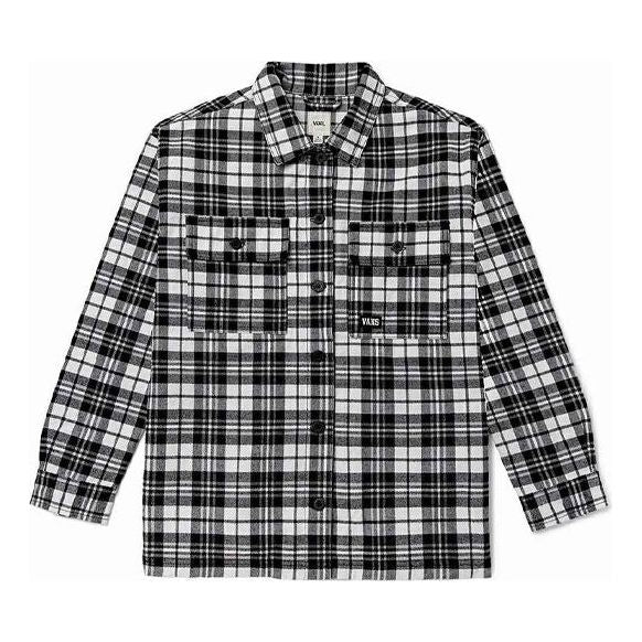 (WMNS) Vans Contrasting Colors Plaid Lapel Shirt Jacket Black VN0A7TNTEM3
