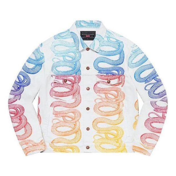 Supreme x HYSTERIC GLAMOUR Snake Denim Trucker Jacket 'White Blue Pink Yellow' SUP-SS21-534