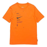 Nike Sportswear Swoosh Club Printing Alphabet Sports Round Neck Short Sleeve Orange DJ5374-801
