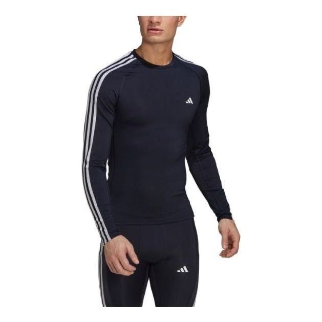 adidas Techfit 3-Stripes Long Sleeve Training Shirt 'Navy' HJ9912