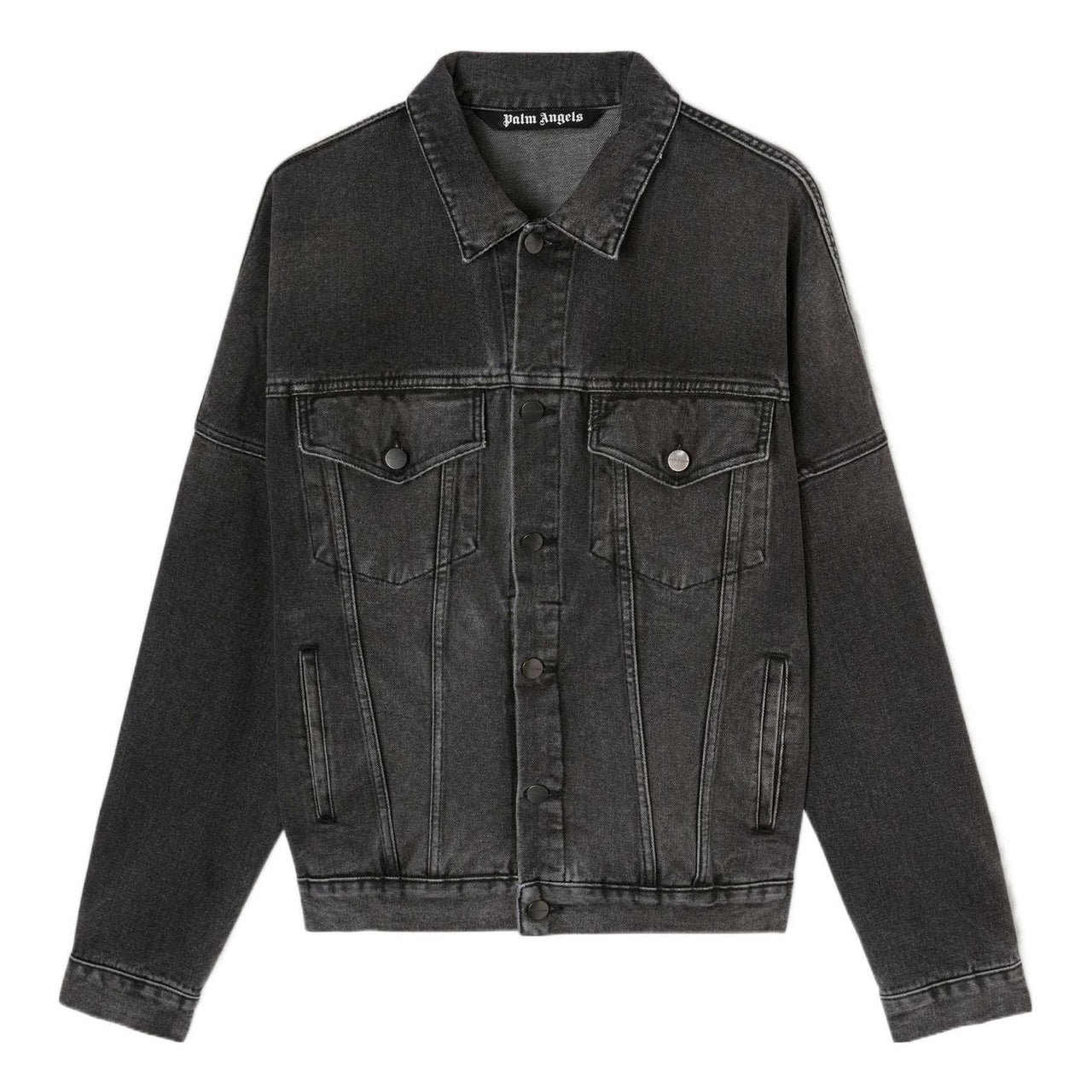 Palm Angels Logo Over Denim Jacket 'Grey White' PMYE006C99DEN0011001