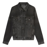 Palm Angels Logo Over Denim Jacket 'Grey White' PMYE006C99DEN0011001
