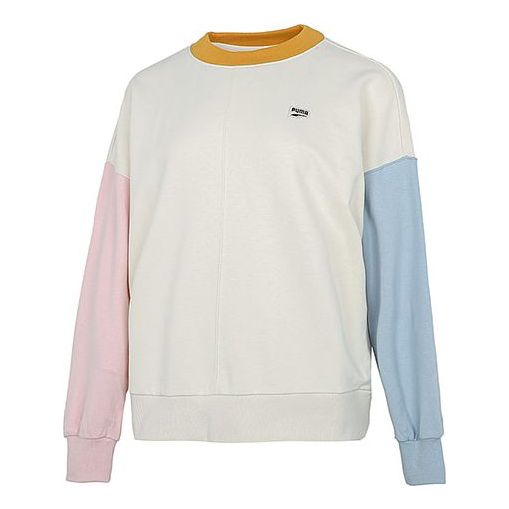 (WMNS) PUMA Colorblock Splicing Round Neck Pullover Hoodie Multicolor 533052-73