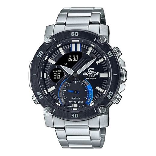 CASIO Stainless Steel Strap Mens Black Analog/Digital Combo ECB-20DB-1A