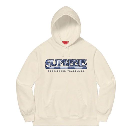 Supreme Denim Logo Hooded Sweatshirt 'White Blue' SUP-SS21-815