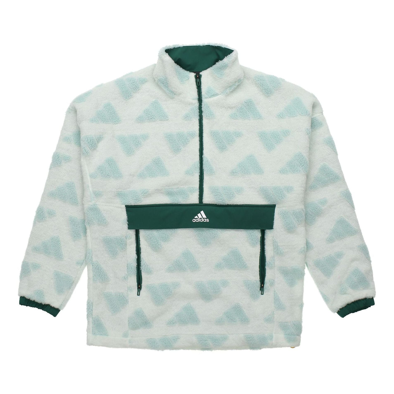 adidas Sport Performance Stay Warm Windproof Stand Collar polar fleece Pullover Jacket Green GM4441