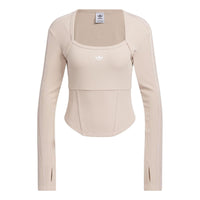 (WMNS) adidas originals Corset Long Sleeve Shirt 'Taupe' IX1911