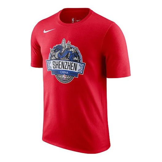 Nike NBA City Printing Quick Dry Sports Round Neck Short Sleeve Red CI0965-657