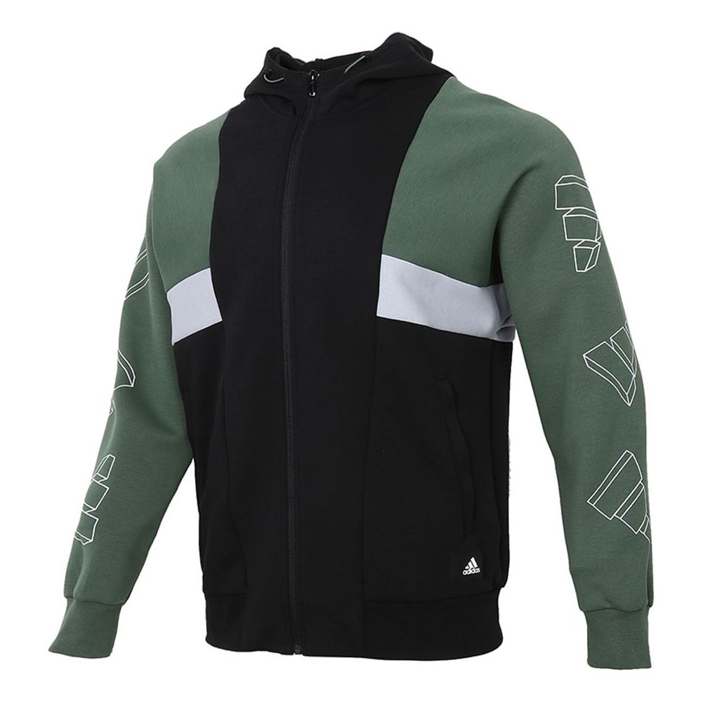 adidas Ub Tt Deco Casual Sports Colorblock Knit Hooded Jacket Black GP1817