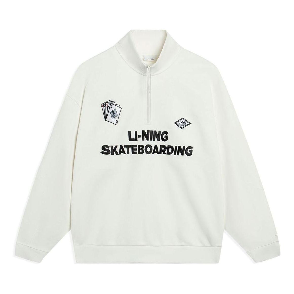 Li-Ning Skateboarding Graphic Half Zip Sweatshirt 'Creamy White' AWDT225-2