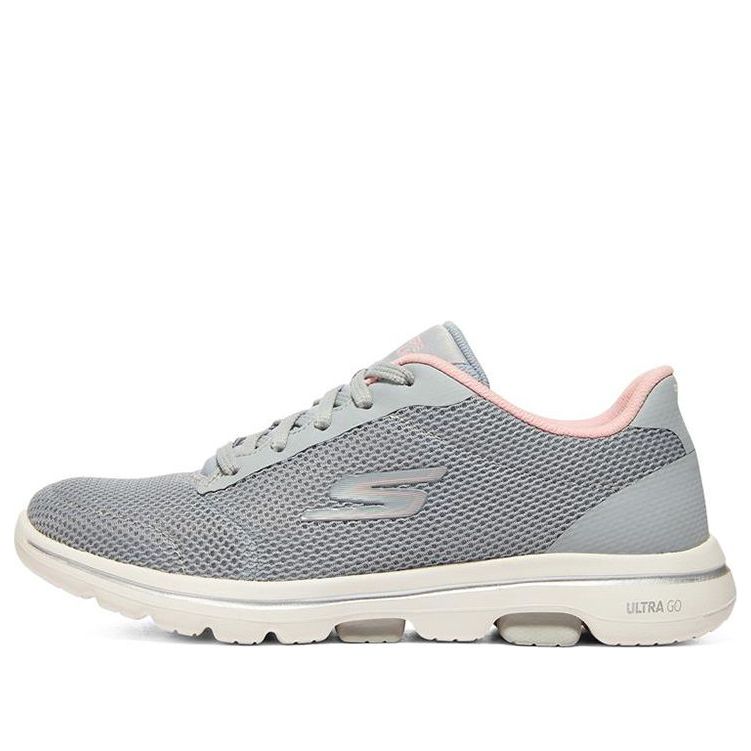 (WMNS) Skechers Go Walk 5 'Gray Pinkred' 124155-GYPK