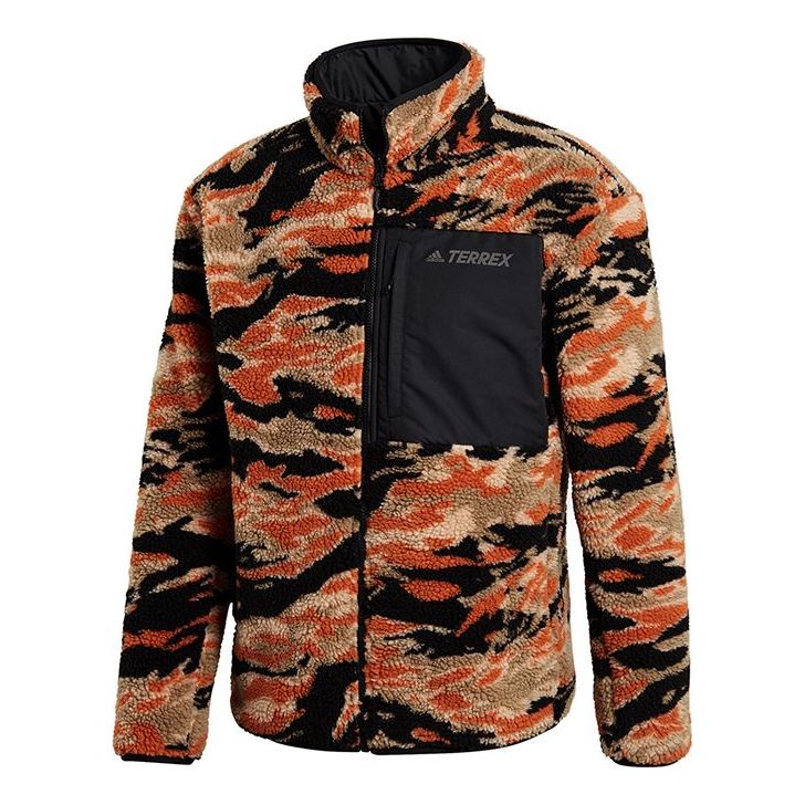 adidas Xplr Sherpa F Outdoor Sports Double Sided Jacket Red Colorblock GE9897