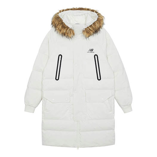 New Balance Fur Collar Warm Windproof Down Jacket 'White' AMJ14321-NMC