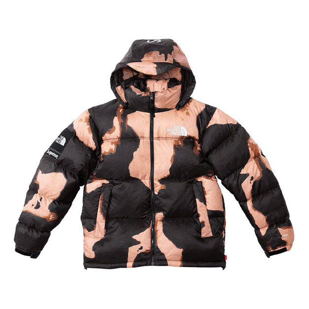 Supreme x The North Face Bleached Denim Print Nuptse Jacket 'Beige Black' SUP-FW21-363
