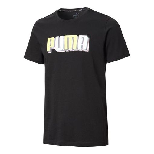 PUMA Celebration Graphic Alphabet Printing Short Sleeve Black 586040-01