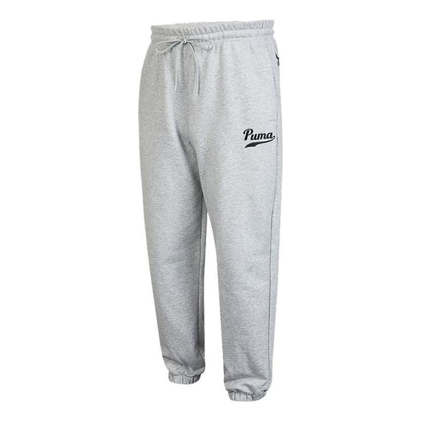PUMA Logo Fleece Pants 'Grey' 536790-04