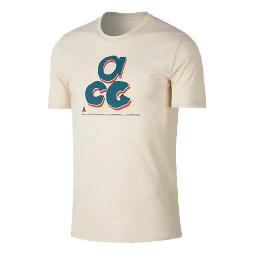 Nike Pattern Printing Loose Short Sleeve Beige T-Shirt Light cream BQ6844-271