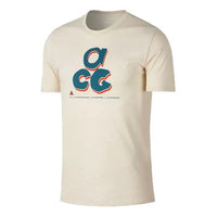 Nike Pattern Printing Loose Short Sleeve Beige T-Shirt Light cream BQ6844-271