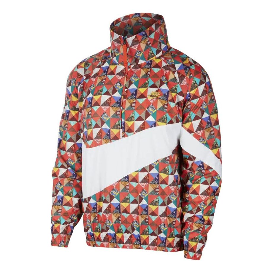 Nike Sportswear Printing Logo Half Zipper Stand Collar Jacket CI7690-100