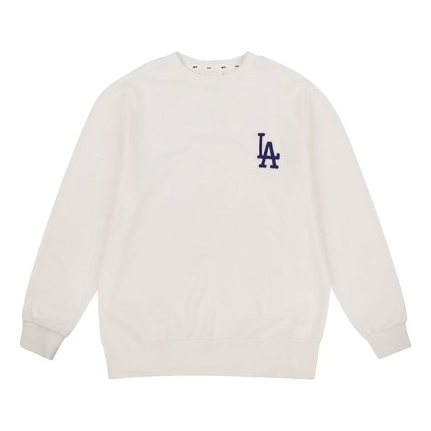 MLB Unisex NY/LA Long Sleeve Patch Logo Round-Neck Sweatshirt White 31MT01941-07I