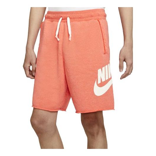 Nike Sportswear Logo Printing Drawstring Sports Shorts Orange AR2376-842