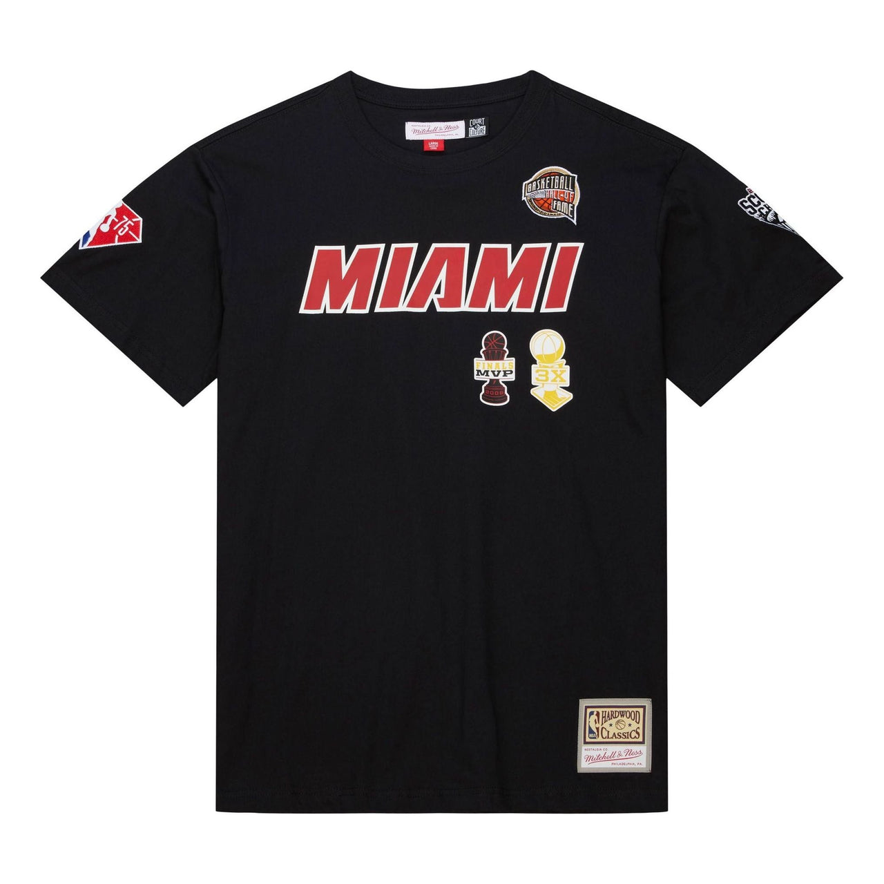 Mitchell & Ness x NBA Miami Heat HOF T-Shirt 'Dwayne Wade 3' TCRW6862-MHEYYDWABLCK