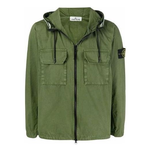 STONE ISLAND Garment Dyed Hooded Shirt Jacket 'Olive' 7615122WN-V0158