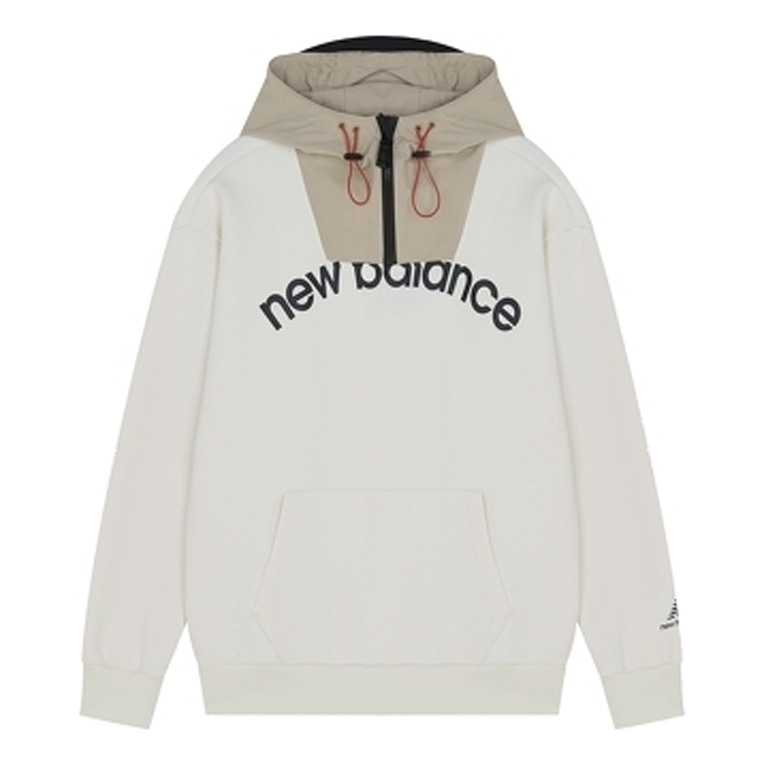 New Balance Logo Print Classic Hoodie 'White Beige' AMT13394-IV